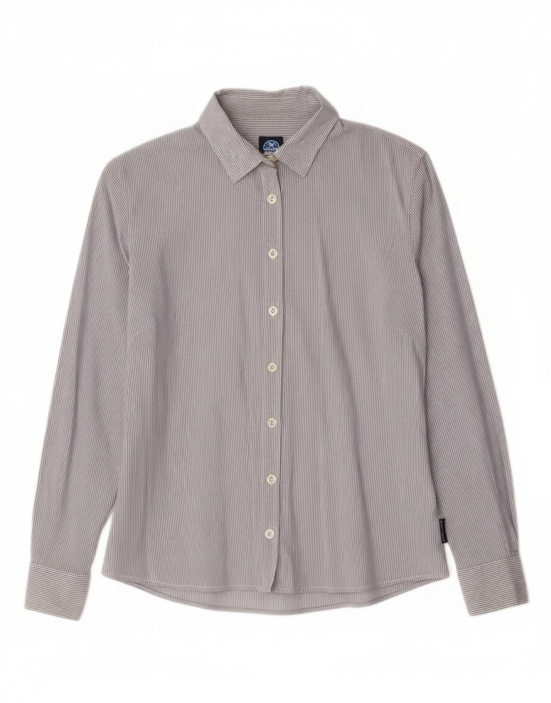 North Sails Damenhemd UK 10 Small Blaue Nadelstreifen-Baumwolle