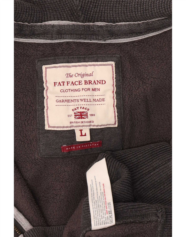 Fat Face Herren-Kapuzenpullover mit Reißverschluss, groß, aus grauer Baumwolle