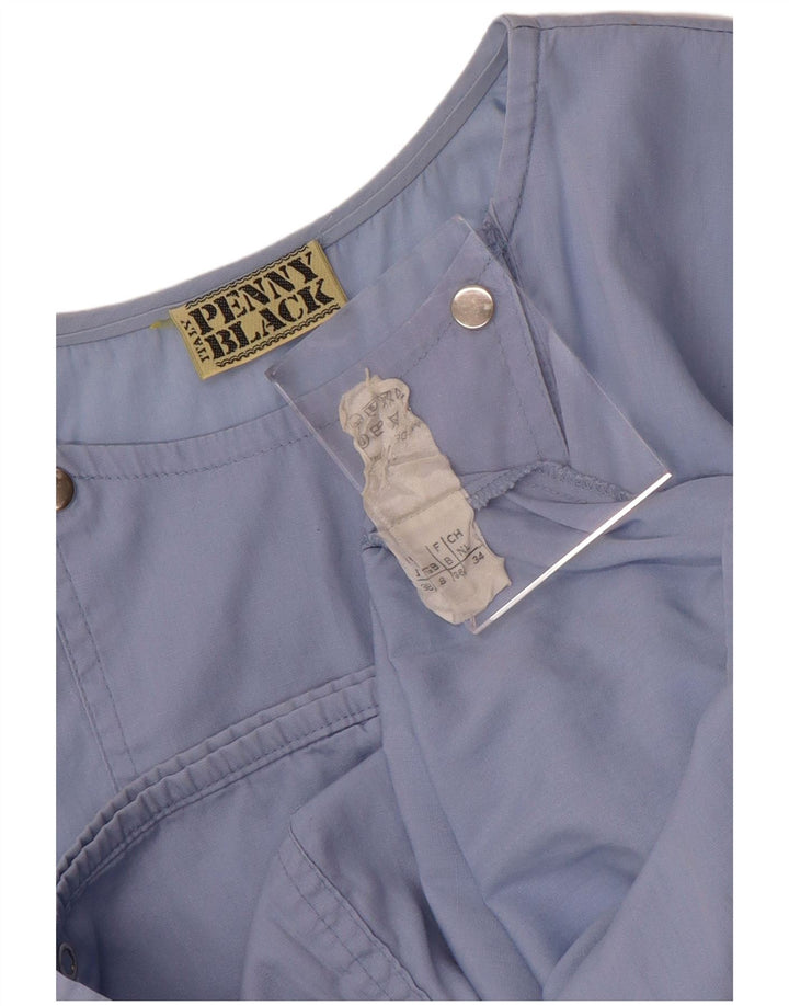 Penny Black Damen Zweireihige Bomberjacke UK 8 Small Blaue Baumwolle