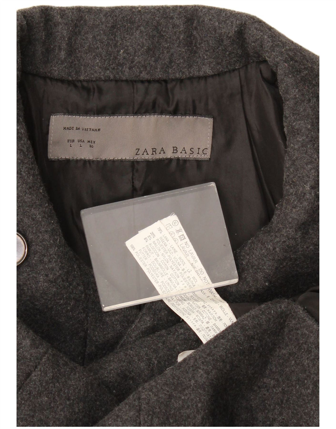 Zara Damen Zweireihiger Mantel UK 16 Große graue Wolle
