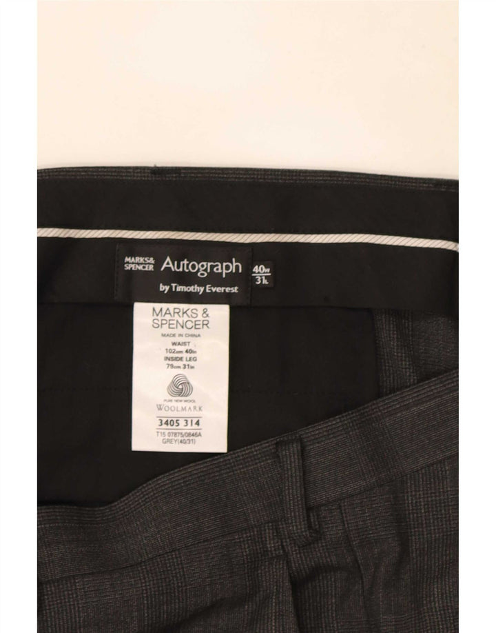 Marks & Spencer Herren Autograph Gerade Anzughose W40 L31 Grau kariert