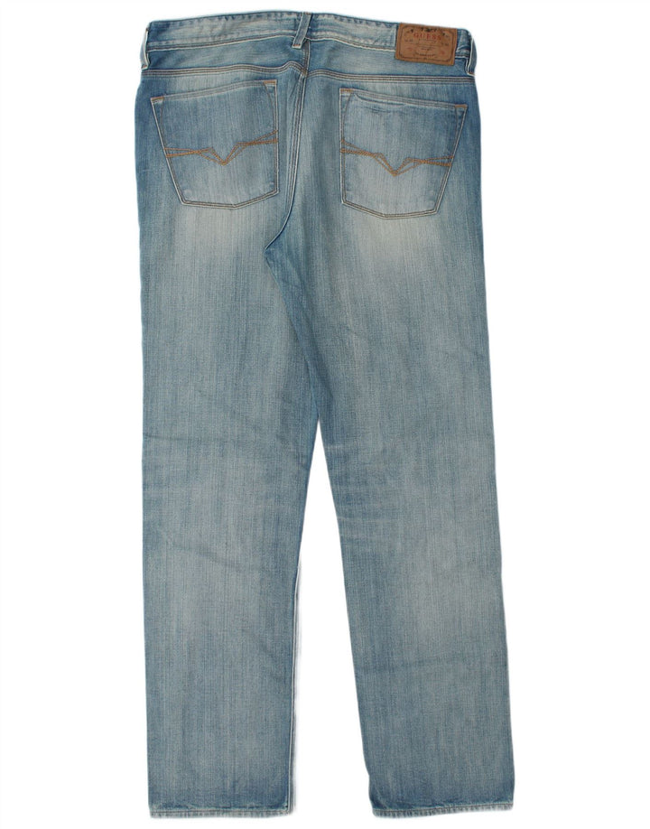Guess Herren Straight Jeans W36 L34 Blaue Baumwolle