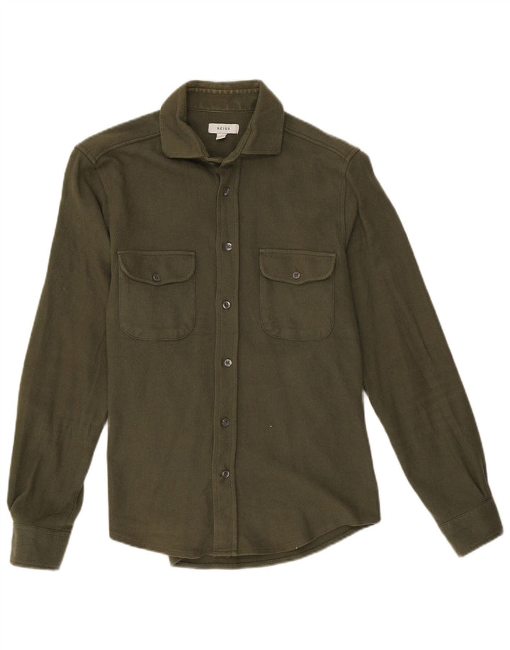 Reiss Herren-Hemd, klein, Khaki, Baumwolle