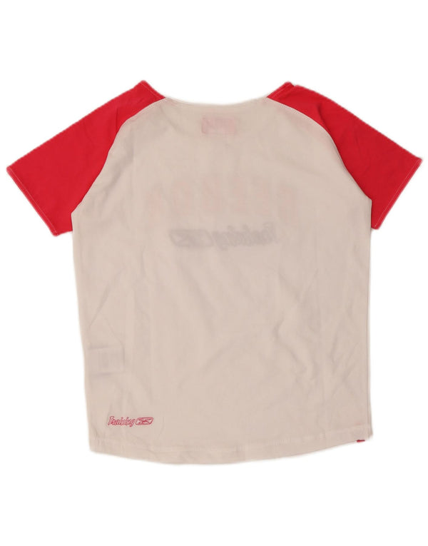 Reebok Grafik-T-Shirt für Mädchen, 15–16 Jahre, 2XL, weiße Farbblock-Baumwolle