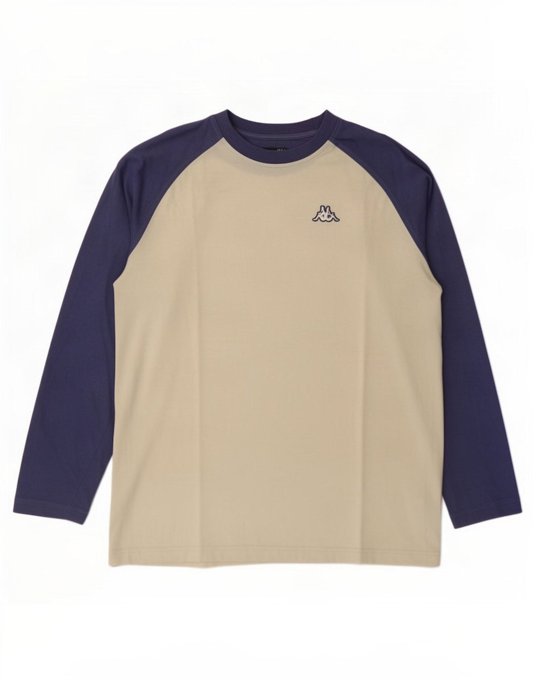 Kappa Herren-Oberteil, langärmelig, groß, gebrochenes Weiß, Colourblock-Baumwolle