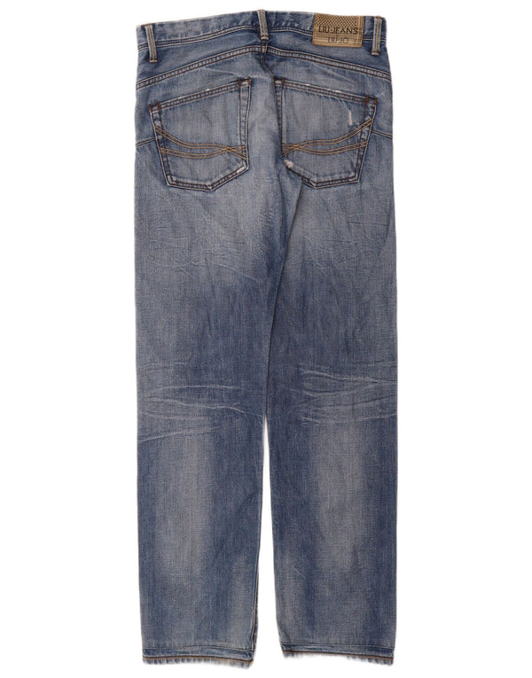 Liu Jo Herren Distressed Straight Jeans W32 L34 Blaue Baumwolle