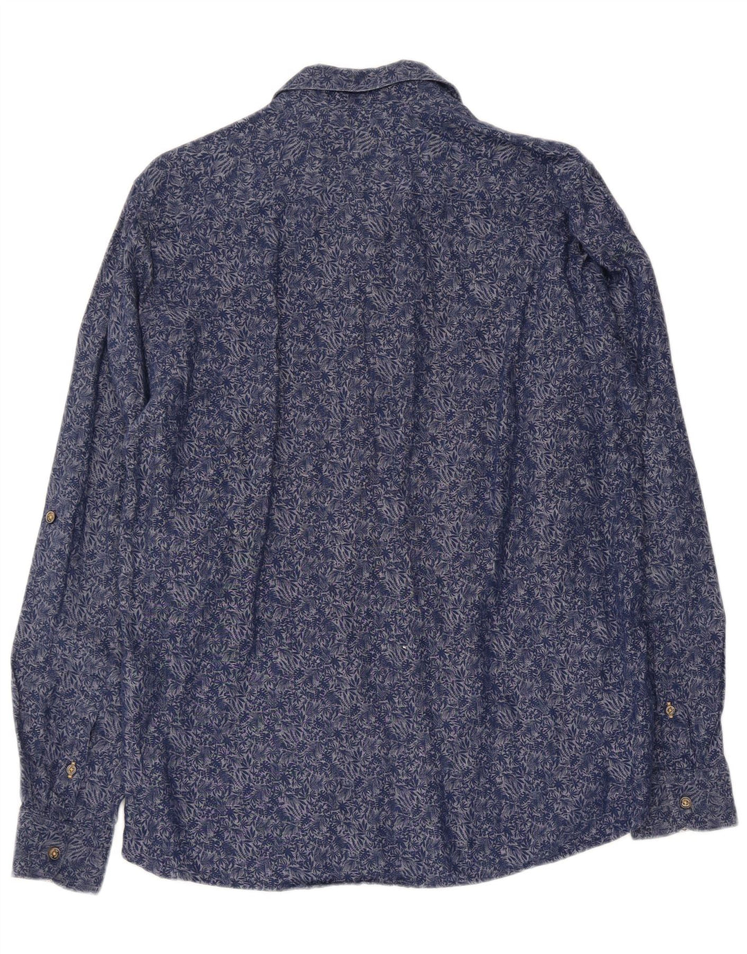 TED BAKER Herrenhemd, Größe 4, groß, marineblau, geblümt, Baumwolle