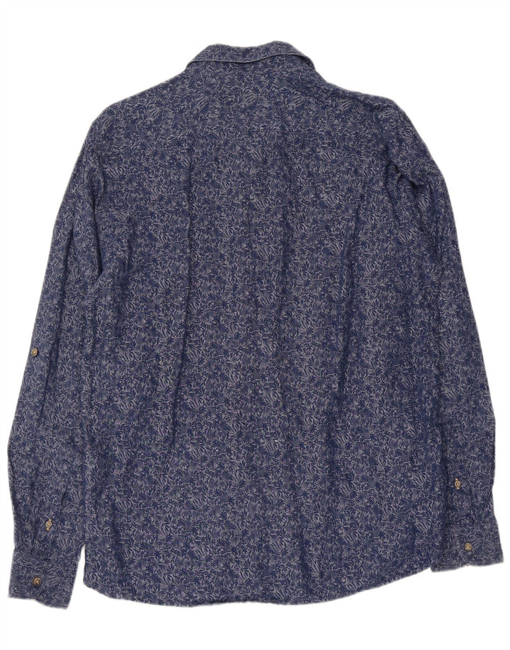 TED BAKER Herrenhemd, Größe 4, groß, marineblau, geblümt, Baumwolle