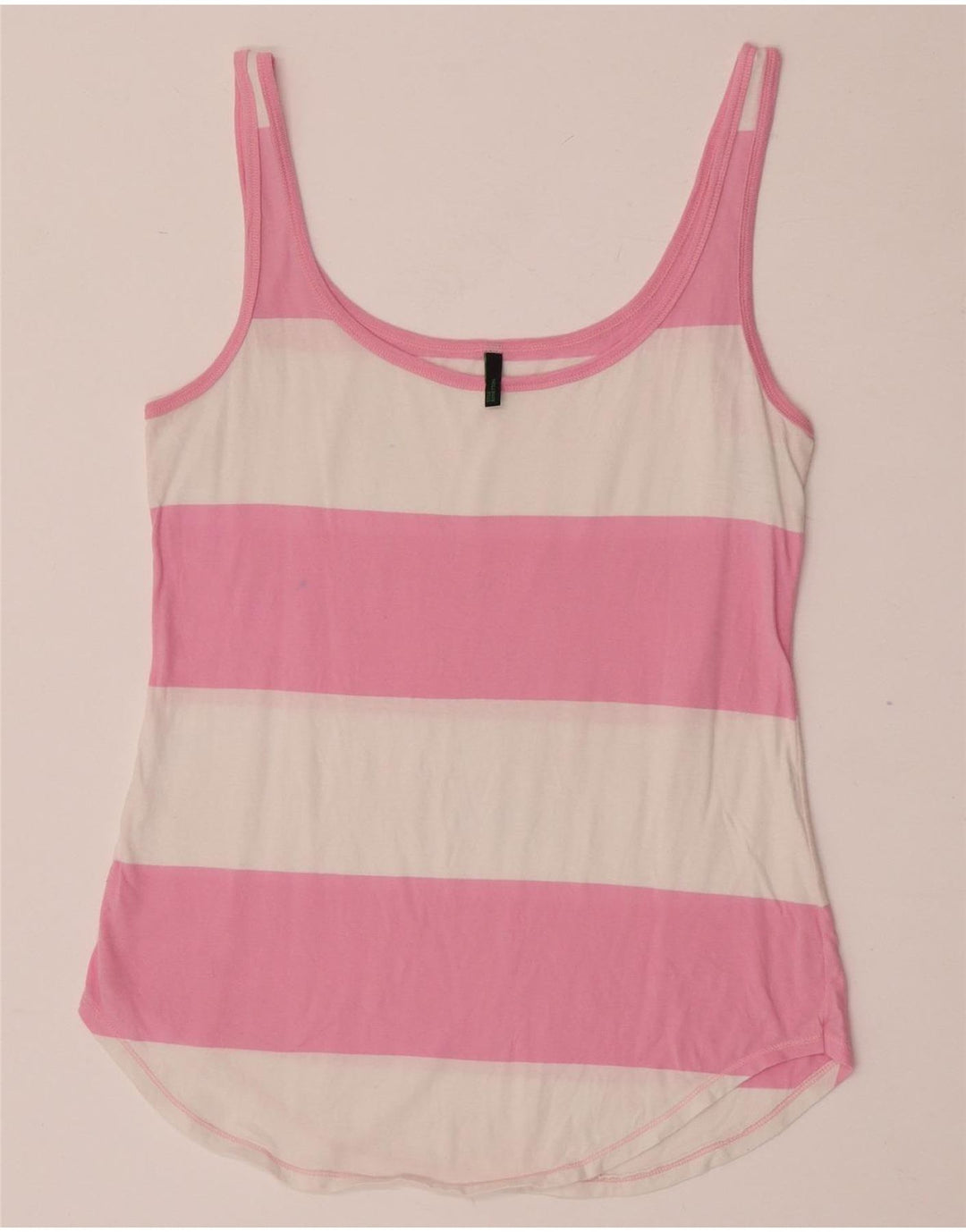 Benetton Damen-Trägershirt UK 12 Mittelrosa gestreift aus Baumwolle
