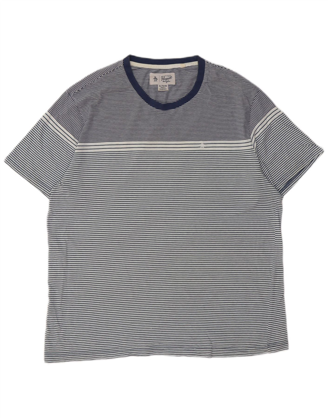 PENGUIN Herren-T-Shirt, groß, XL, marineblau, gestreift, Baumwolle
