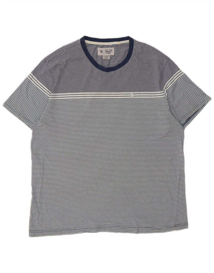 PENGUIN Herren-T-Shirt, groß, XL, marineblau, gestreift, Baumwolle