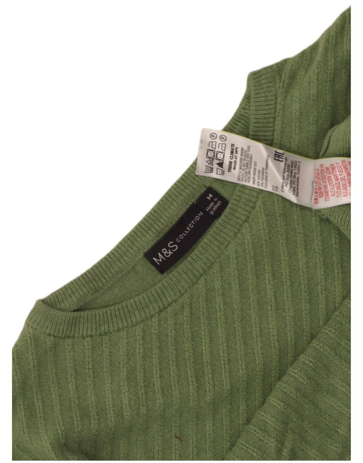 Marks & Spencer Womens Boat Neck Jumper Sweater UK 14 Medium Green Striped