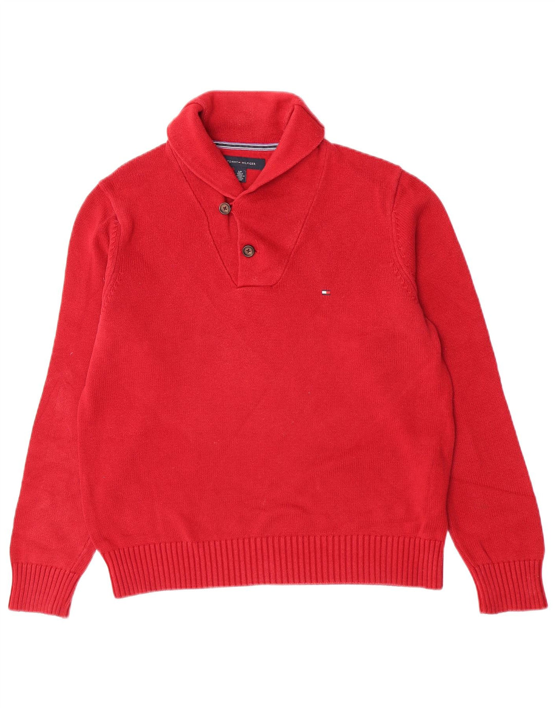 Tommy Hilfiger Herren-Pullover mit Schalkragen, Größe S, rot, Baumwolle