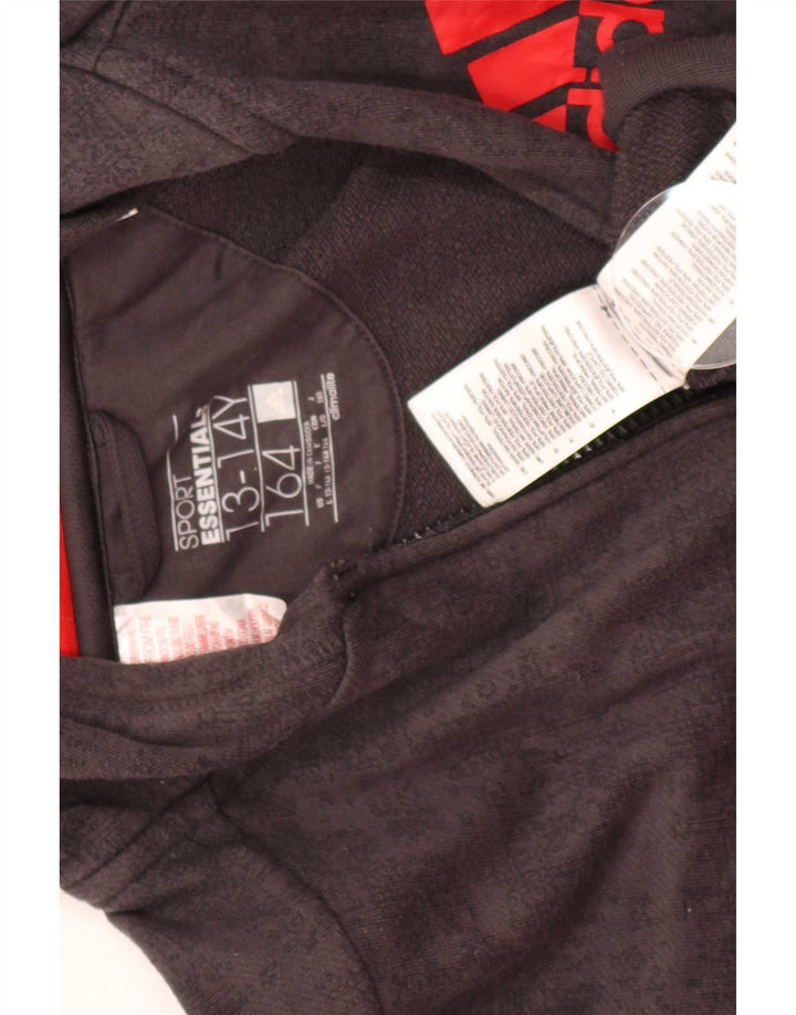 Adidas Jungen Kapuzenpullover mit grafischem Reißverschluss, 13–14 Jahre, graues Polyester
