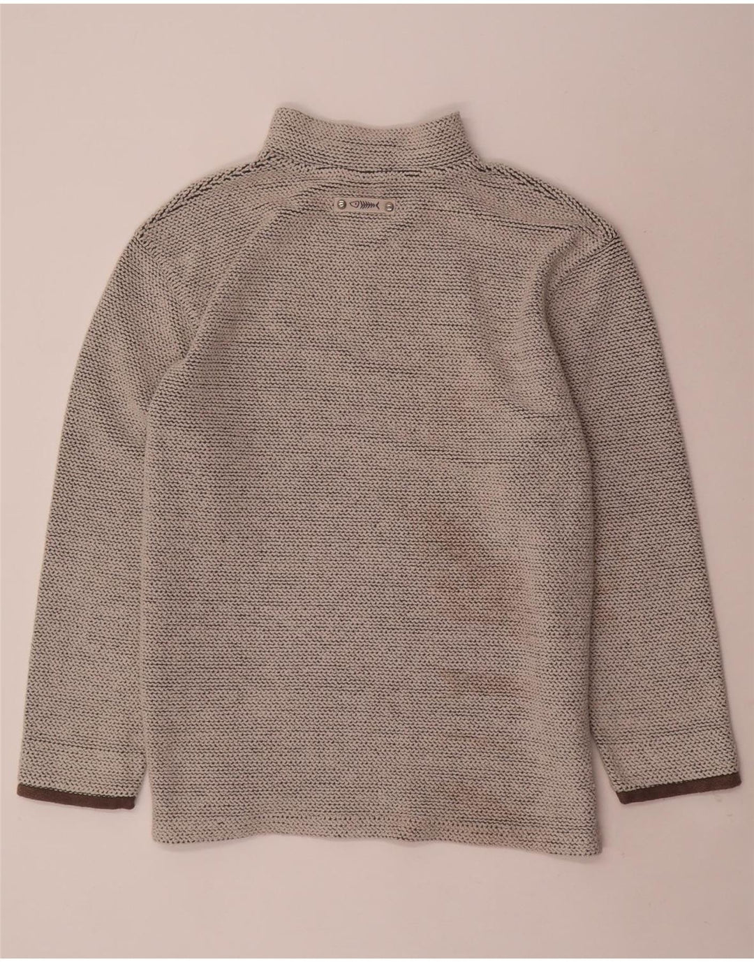 WEIRD FISH Herren-Sweatshirt mit Reißverschluss am Hals, groß, aus grauer Baumwolle