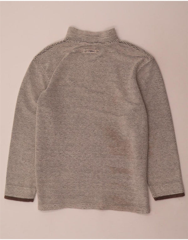 WEIRD FISH Mens Zip Neck Sweatshirt Jumper Large Grey Cotton