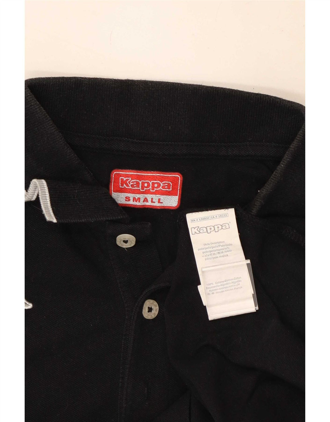 Kappa Herren-Poloshirt, klein, schwarz, gestreift, Baumwolle