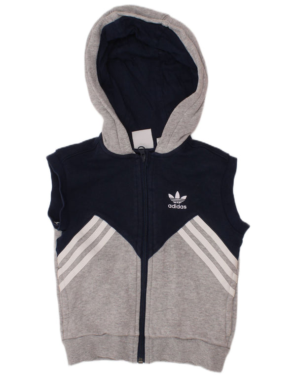 ADIDAS Ärmelloser Kapuzenpullover mit Reißverschluss für Jungen, 3–4 Jahre, Marineblau, Farbblock