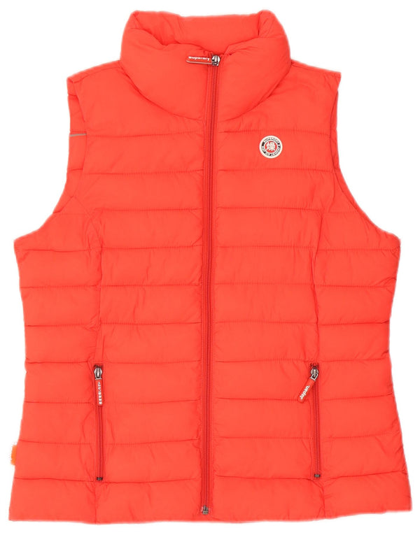 Superdry Damen Wattierte Weste UK 14 Large Red Nylon