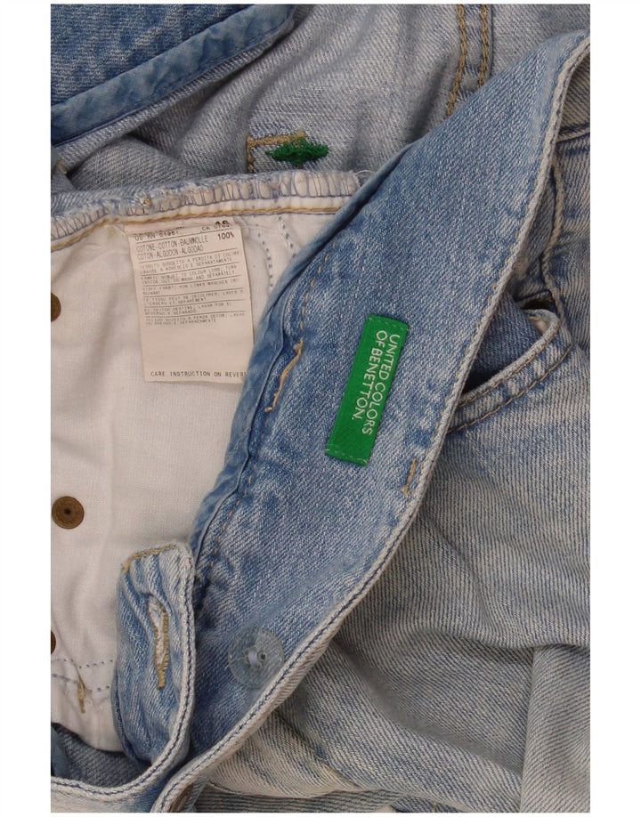Benetton Damen Denim-Minirock IT 46 Large W35 Blaue Baumwolle