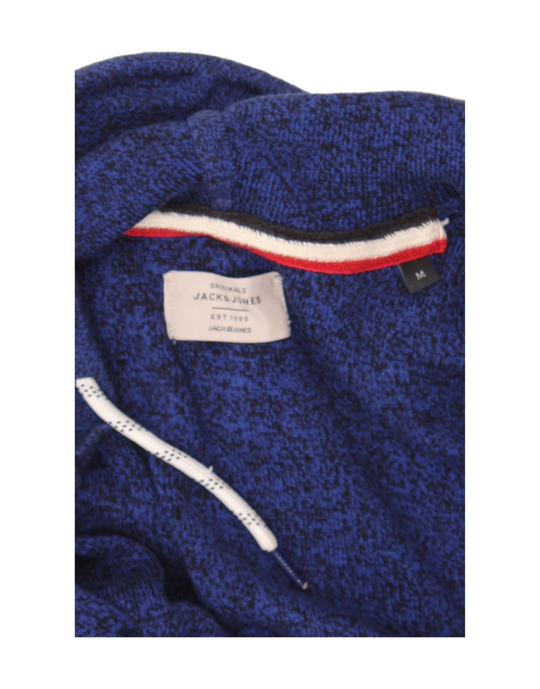 JACK & JONES Mens Zip Hoodie Sweater Medium Blue Flecked Cotton