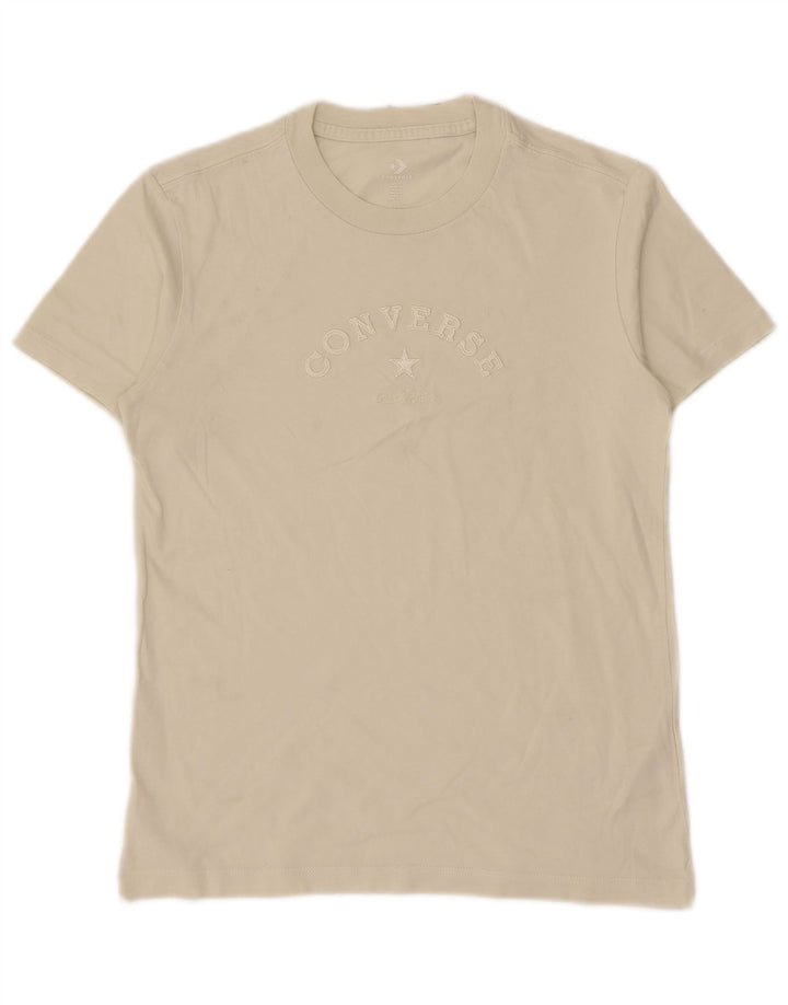Converse Damen T-Shirt Top UK 12 Mittelbeige Baumwolle