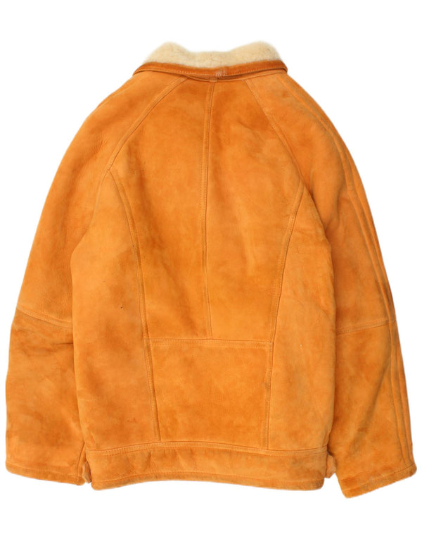 VINTAGE Herren Shearling Jacke IT 52 XL Beige Shearling