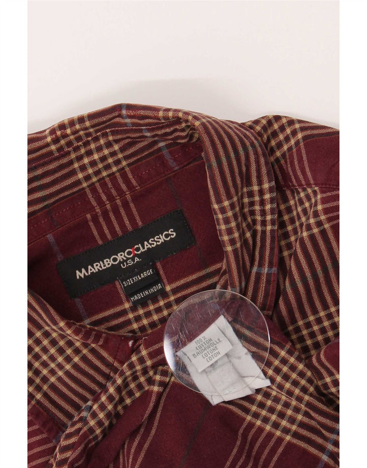 Marlboro Classics Herrenhemd 2XL Burgunderrot kariert Baumwolle