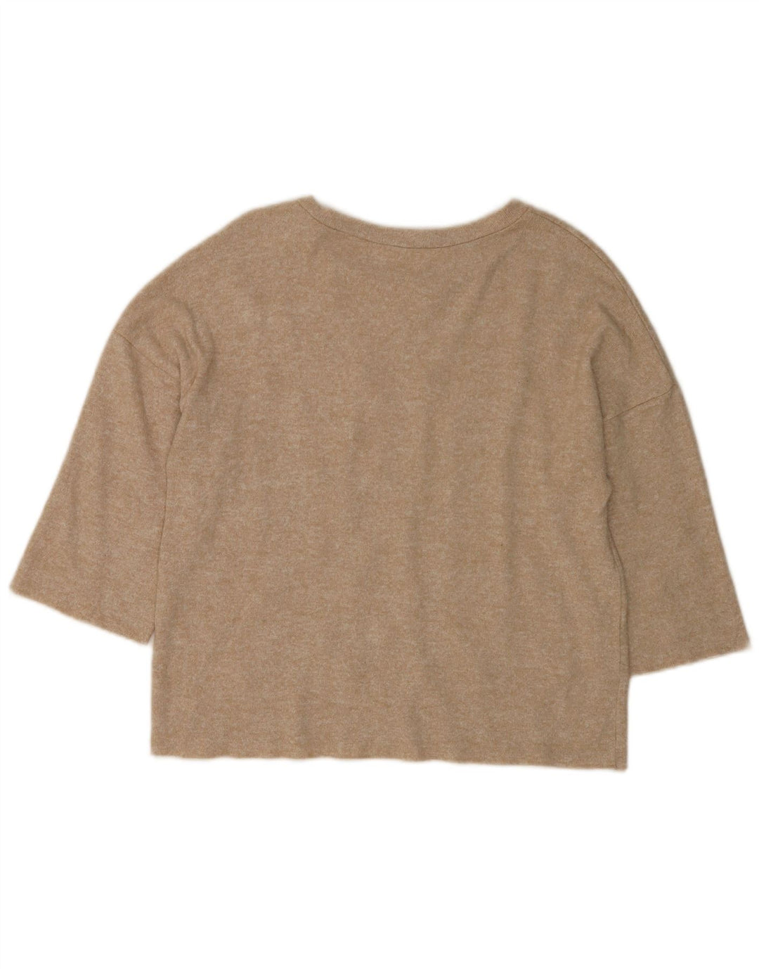 Zara Damen-Blusenoberteil mit 3/4-Ärmeln, Gr. 40, Größe S, Beige, gepunktet