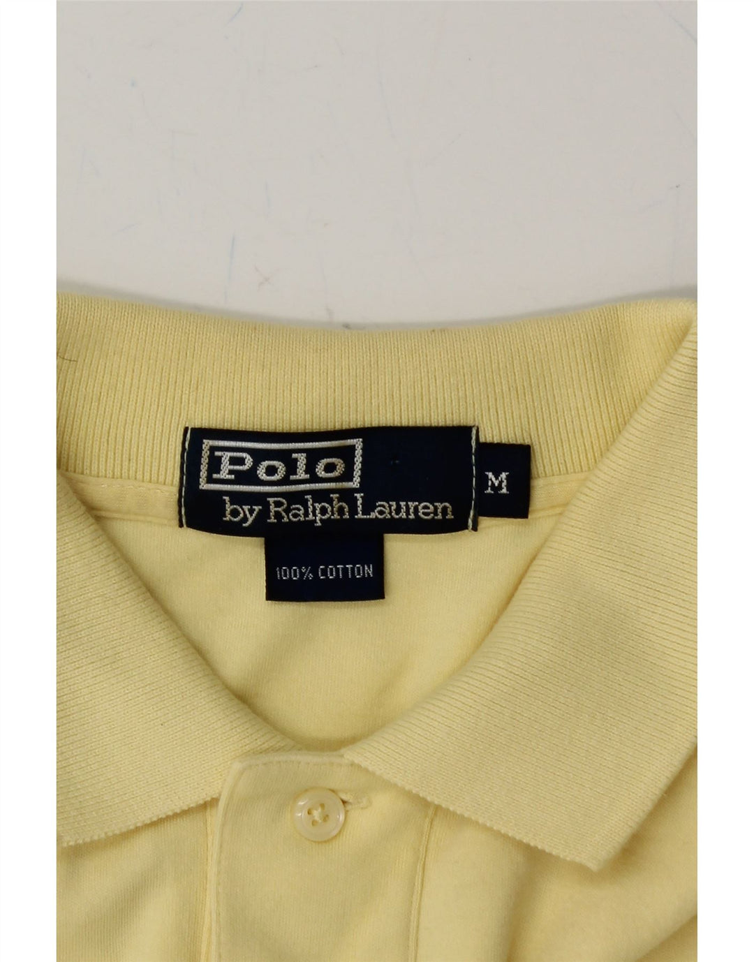 POLO RALPH LAUREN Mens Polo Shirt Medium Yellow Cotton Vintage Polo Ralph Lauren and Second-Hand Polo Ralph Lauren from Messina Hembry 