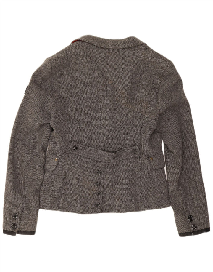 Superdry Damen-Blazer mit 2 Knöpfen, UK 14, große graue Wolle