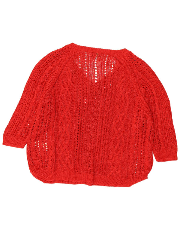 Massimo Dutti Damen Durchsichtiger Pullover mit V-Ausschnitt UK 18 XL Rot