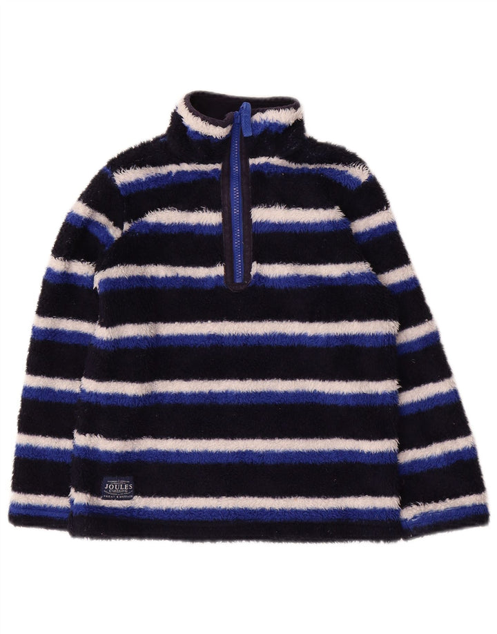 JOULES Jungen-Fleecepullover mit Reißverschluss am Kragen, 5–6 Jahre, blau gestreift, Polyester