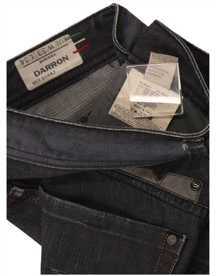 Diesel Herren Darron Straight Jeans W33 L30 Graue Baumwolle