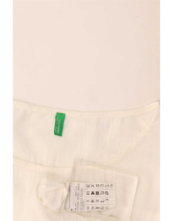 Benetton Damen-Tunika-Oberteil mit 3/4-Ärmeln, UK-Größe 44, mittelweiße Viskose