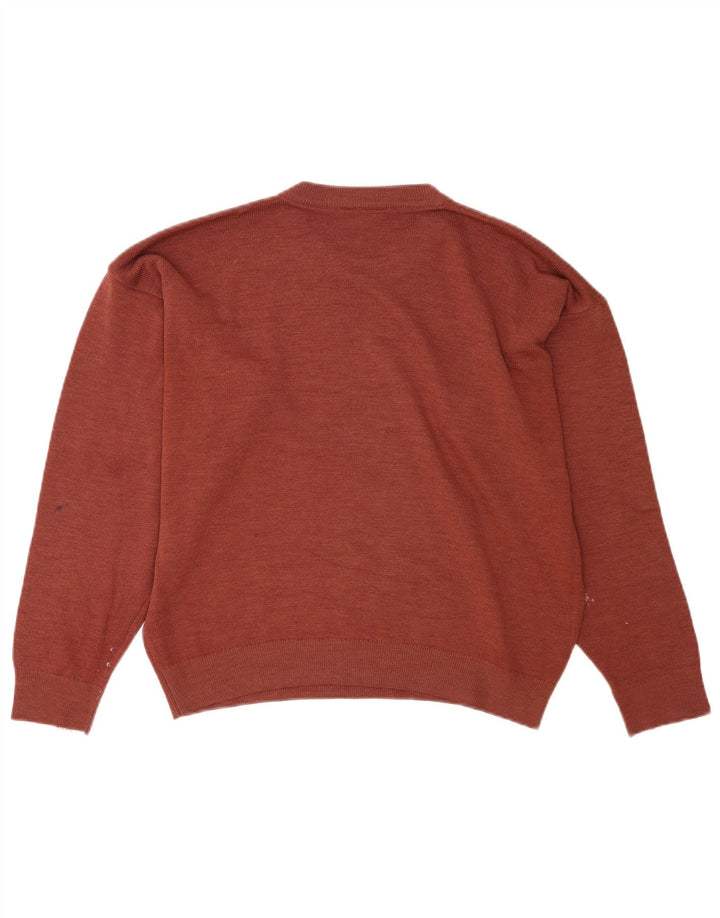 Lacoste Herren-Pullover mit Rundhalsausschnitt, Größe 5, große braune Wolle