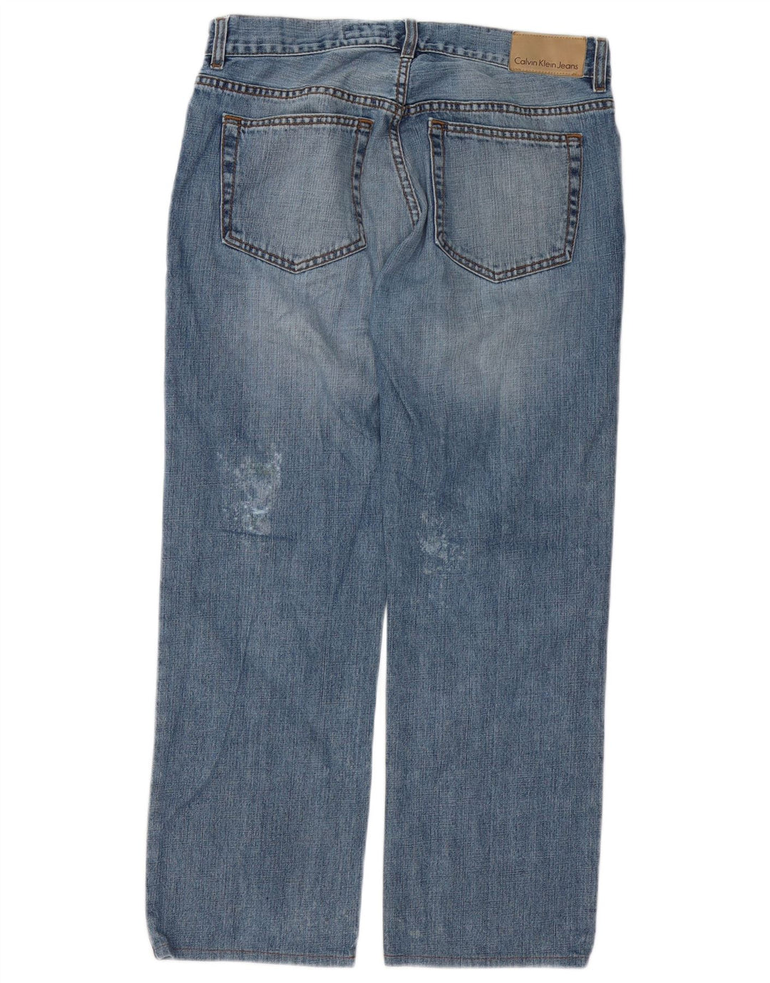 Calvin Klein Herren Distressed Straight Jeans W33 L27 Blaue Baumwolle