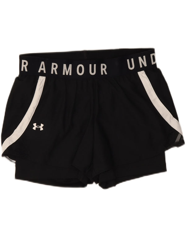 Under Armour Damen Graphic Sport Shorts UK 14 Large Schwarz Colourblock