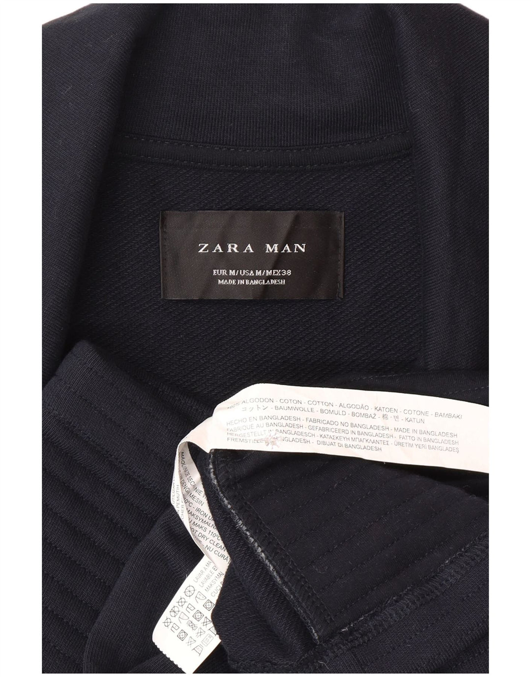 Zara Herren Bikerjacke UK 38 Medium Marineblau Baumwolle