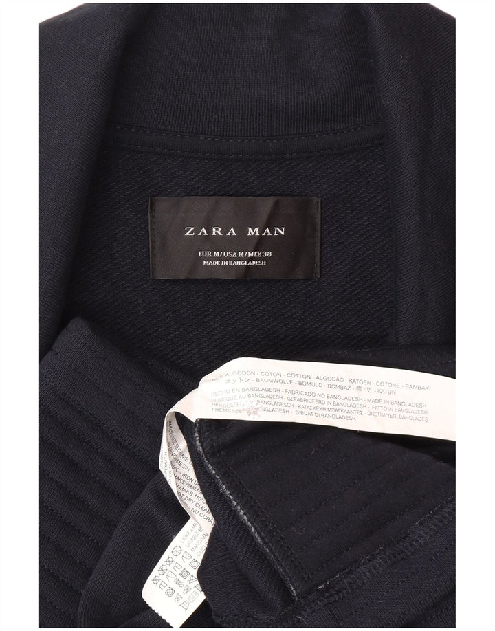 Zara Herren Bikerjacke UK 38 Medium Marineblau Baumwolle