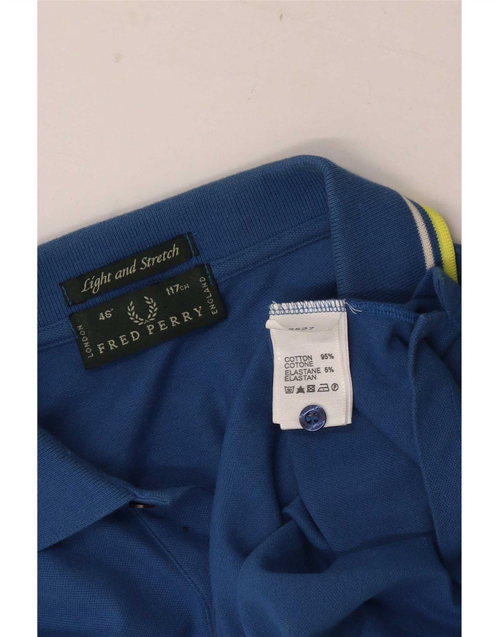 Fred Perry Herren-Poloshirt, groß, blau gestreift, Baumwolle