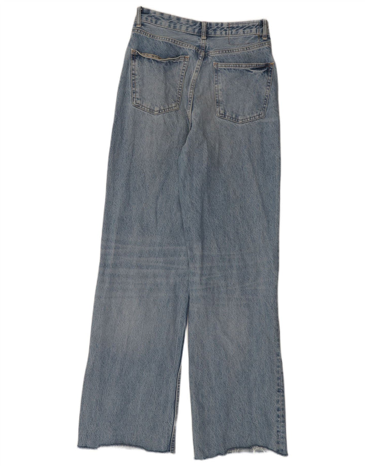 Zara Damen Distressed Jeans mit weitem Bein EU 40 Mittel W30 L32 Blau