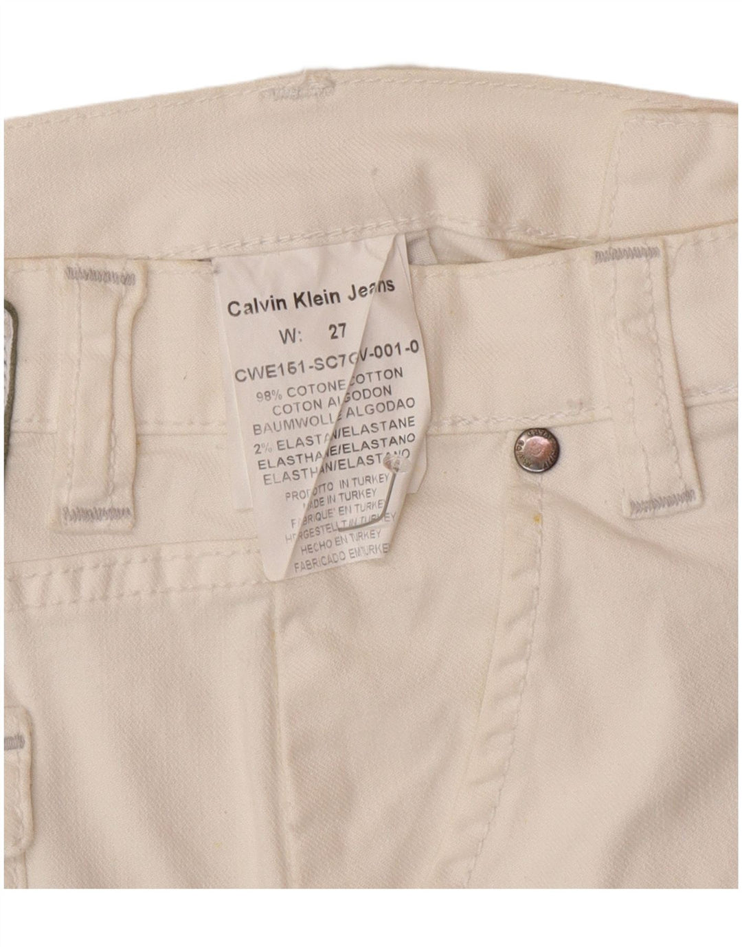 Calvin Klein Damen Minirock W27 Small Off White Cotton
