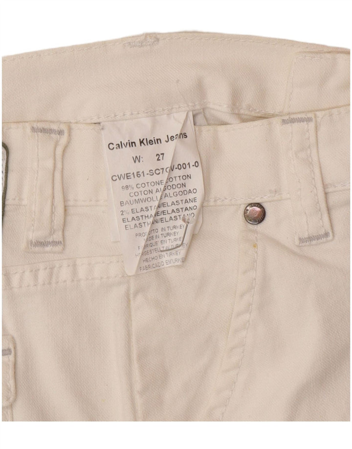 Calvin Klein Damen Minirock W27 Small Off White Cotton