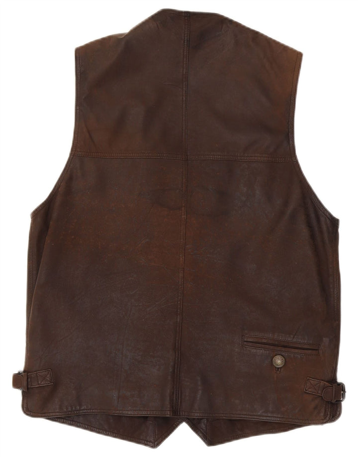 Vintage Herren Lederweste IT 48 Mittelbraunes Leder