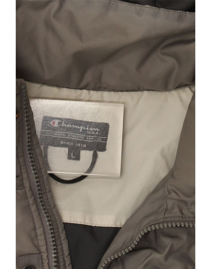 Champion wattierte Herrenjacke mit Kapuze, UK 40, Größe L, Grau, Farbblock