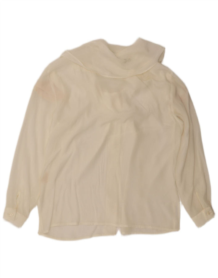 Lebole Damen-Hemdbluse mit vorderer Krawatte, IT 44, mittelweiße Seide