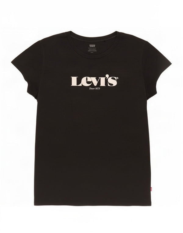 Levi's Damen Grafik-T-Shirt-Oberteil UK 14 Large Schwarz