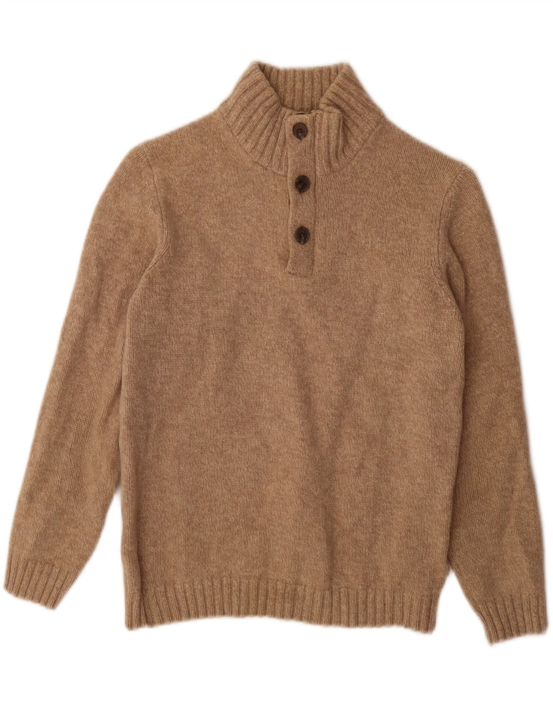 Massimo Dutti Jungen-Pullover mit Knopfkragen, 11–12 Jahre, Mittelbeige