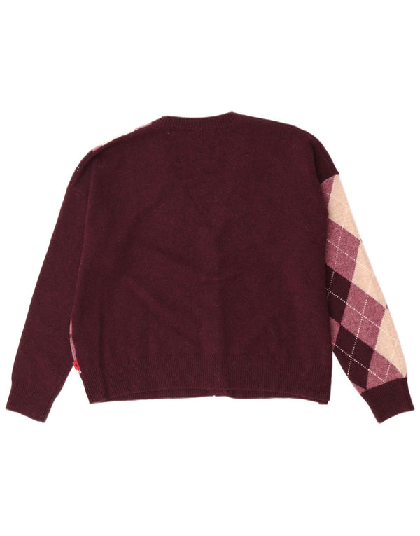 Kappa Damen-Strickjacke in Übergröße, UK 18, XL, Kastanienbraun, Argyle/Diamant